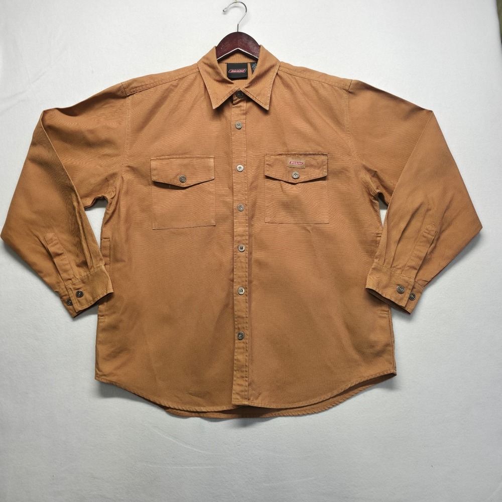 Dickies Men's Brown Duck Canvas Work Shirt Jacket Size Large